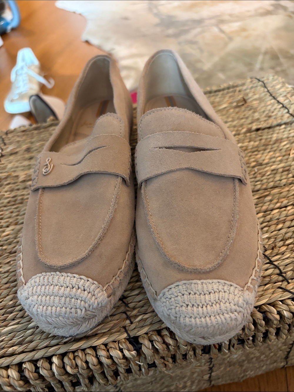 Sam Edelman Beige Suede Espadrille Loafers